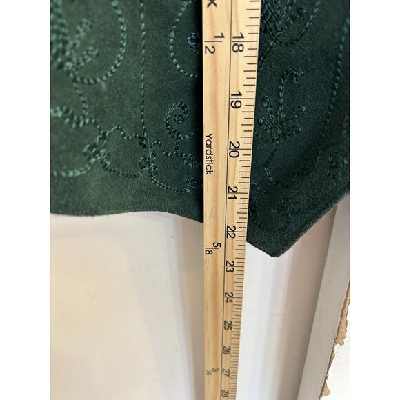 Ashlyn Floral Sleeveless Vest Womens Large Vintage Embroidered Green Leather - Picture 3 of 6